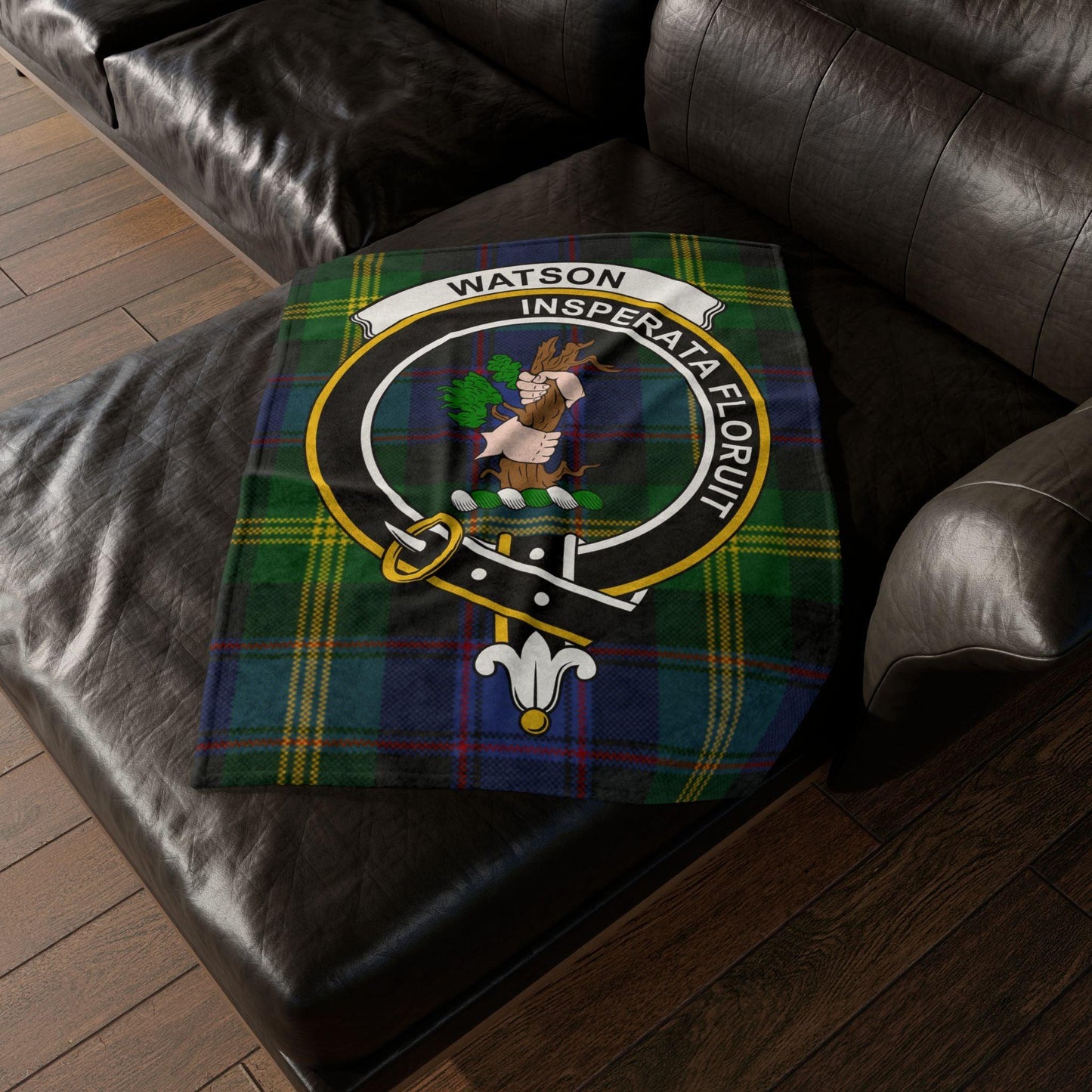 Watson Clan Tartan Blanket – Scottish Crest Throw - Celtic Ancestry Gifts