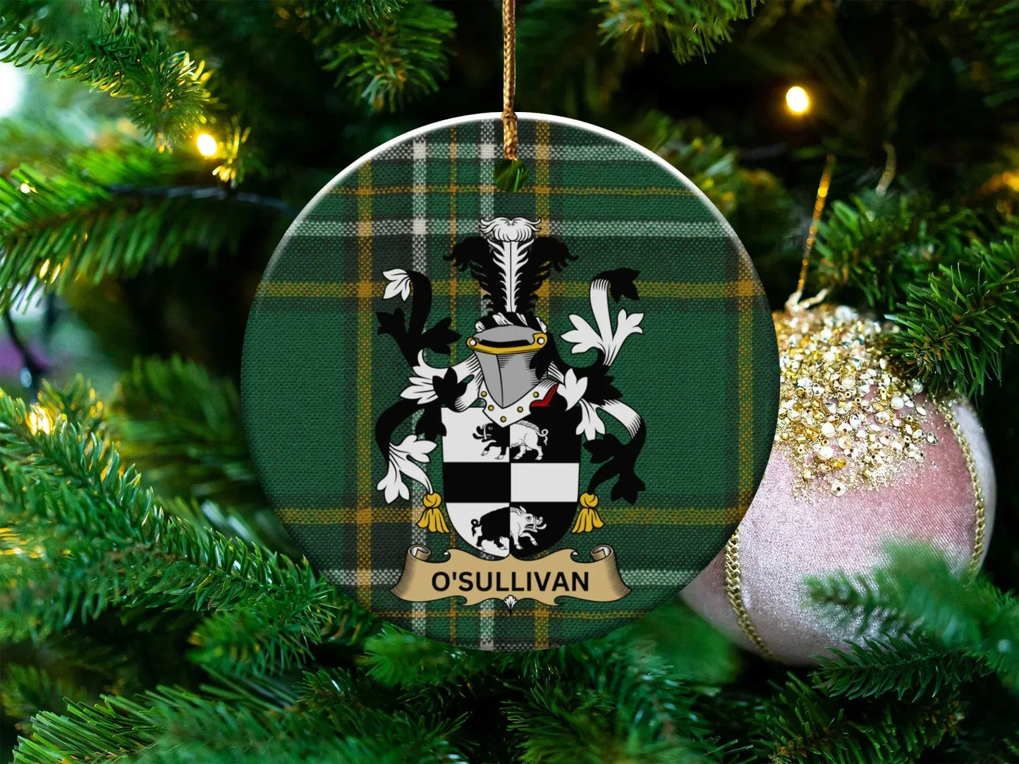 O'Sullivan Family Crest Plaid Christmas Ornament product type