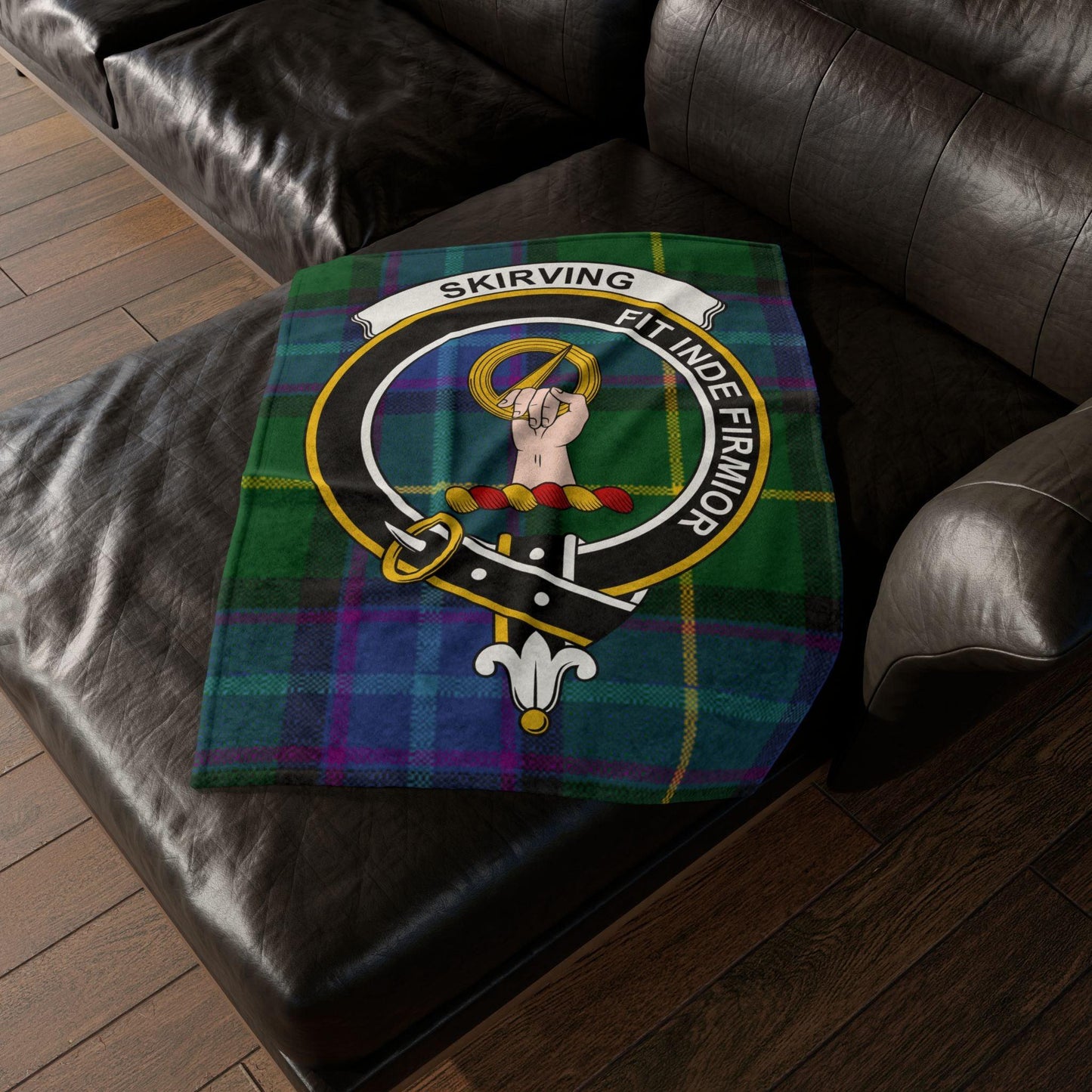 Skirving Clan Tartan Blanket – Scottish Crest Throw