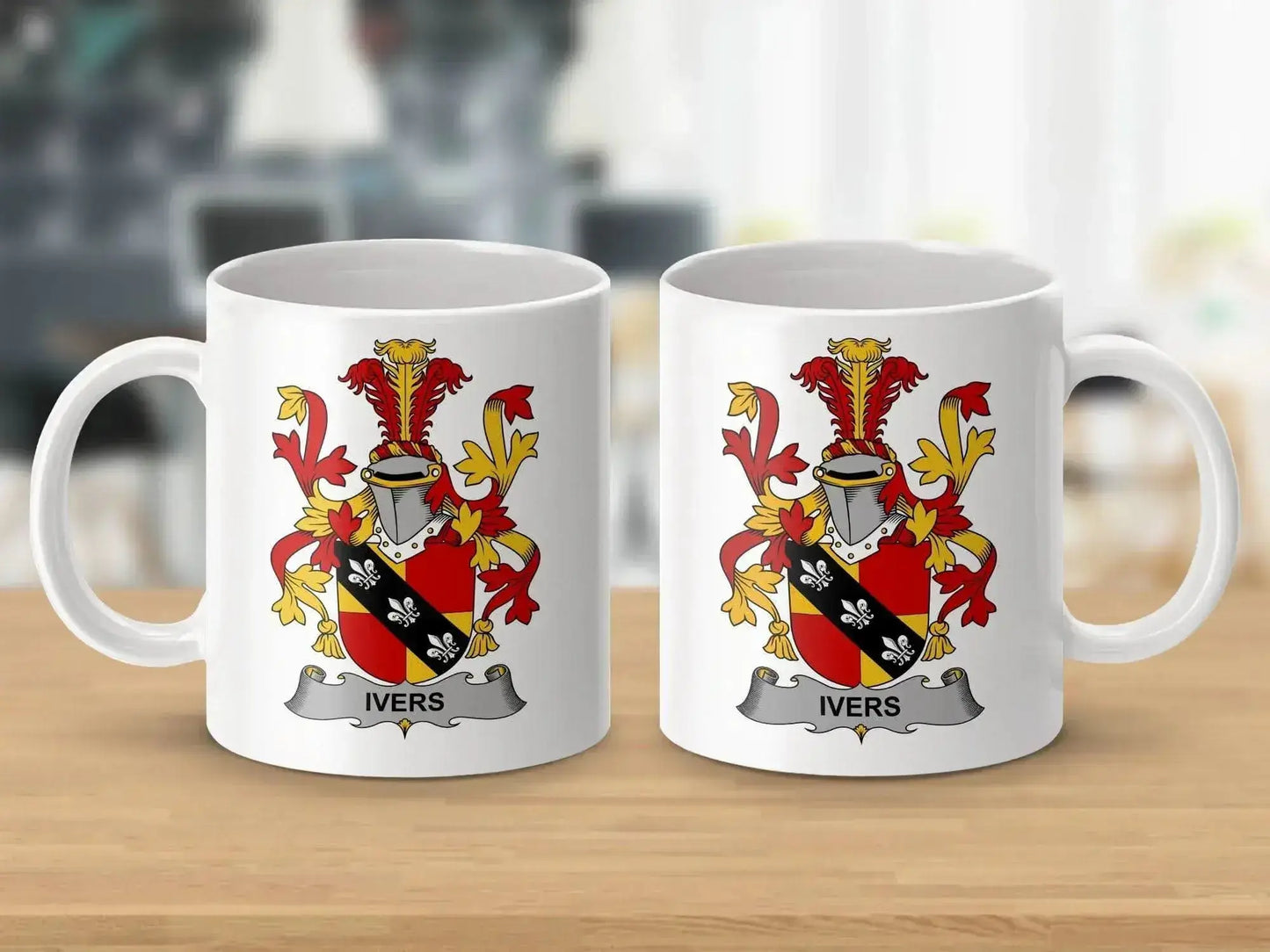 Ivers Irish Surname Coat of Arms Heraldry Family Crest Mug - Celtic Ancestry Gifts