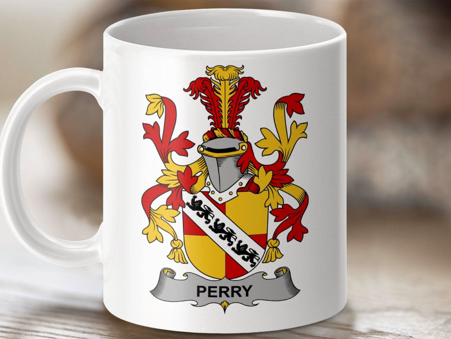 Perry Family Coat of Arms Colorful Crest Mug - Celtic Ancestry Gifts