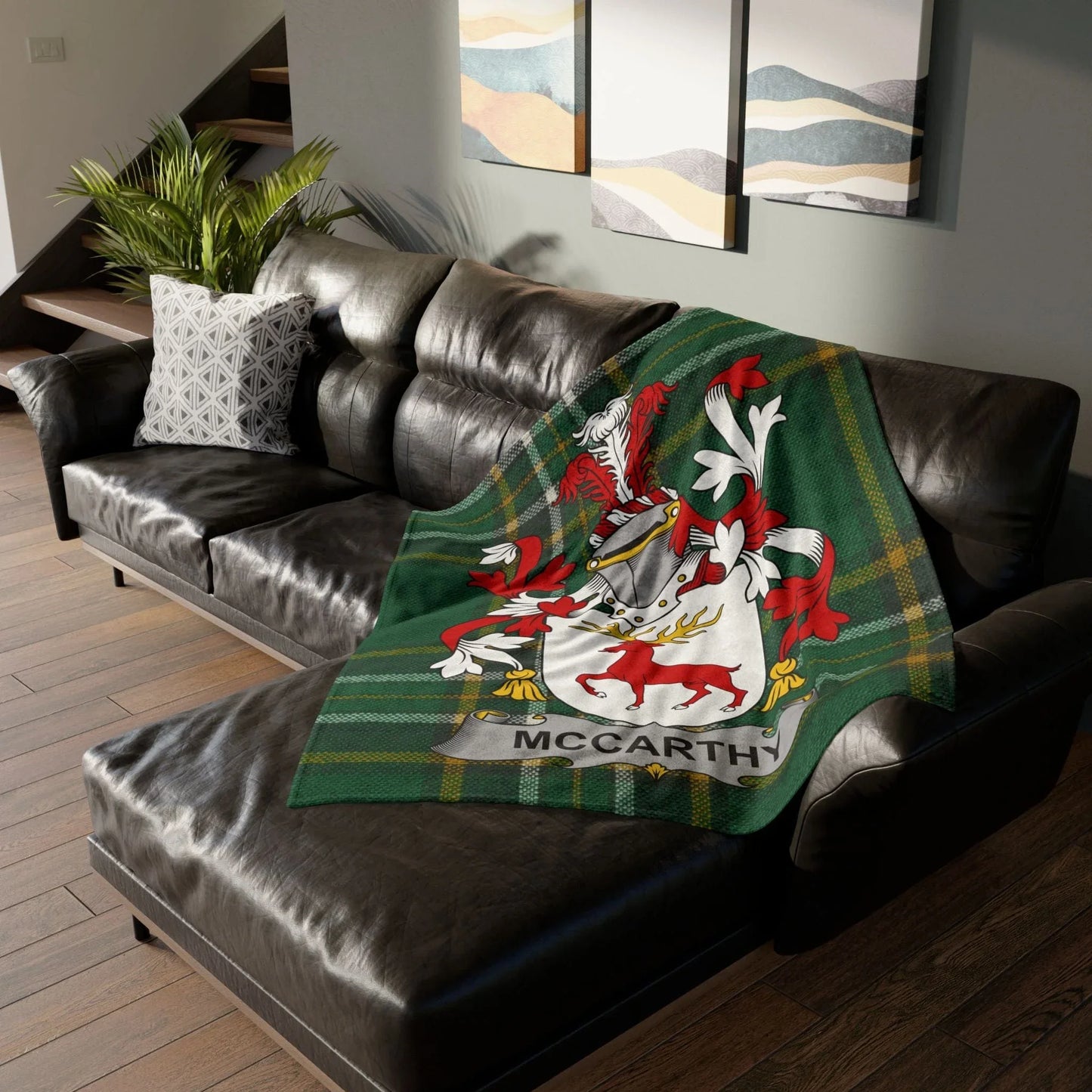 McCarthy Surname Irish Coat Of Arms Tartan Blanket