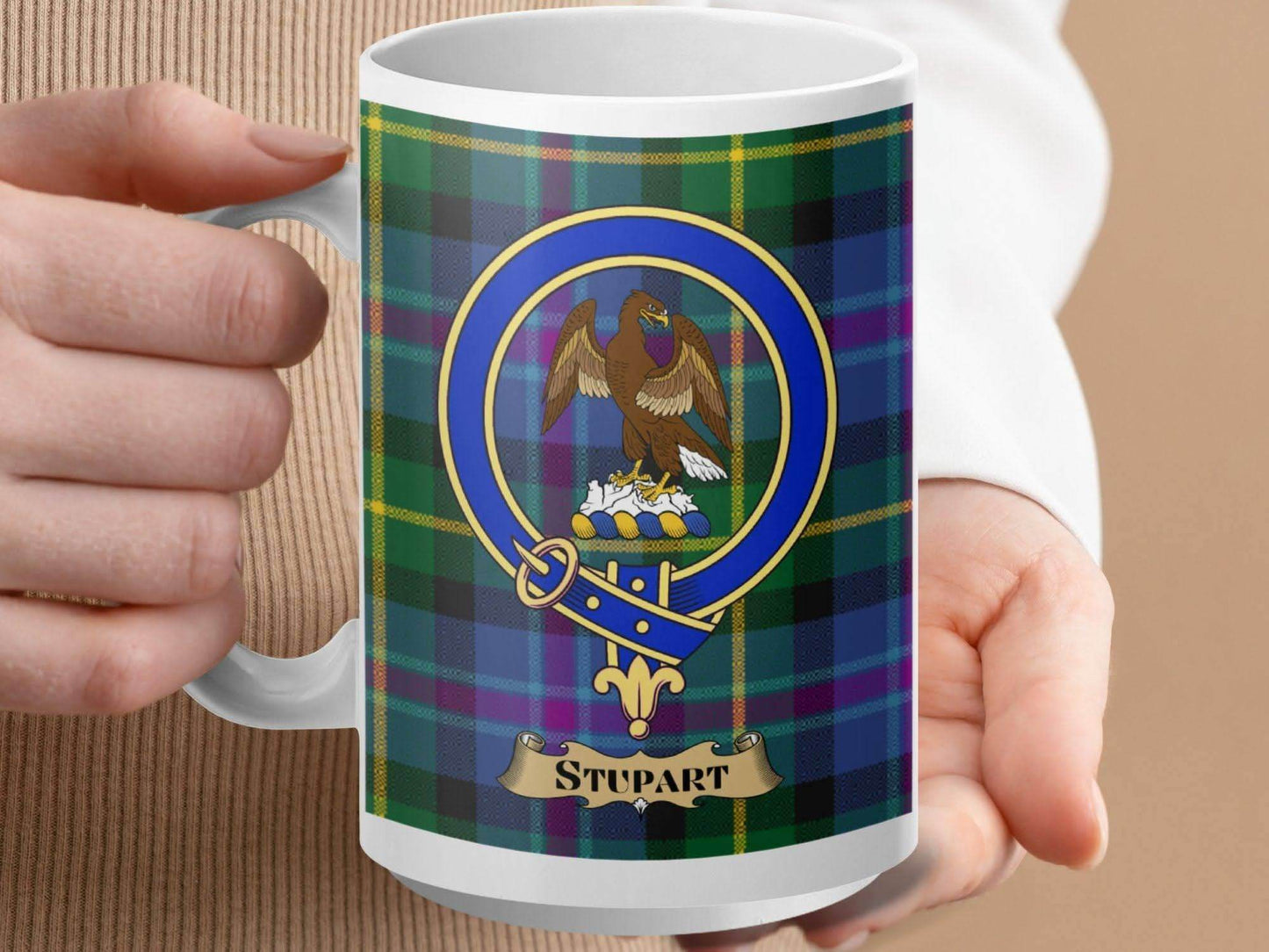 Stupart Plaid Tartan Mug with Clan Crest Design product