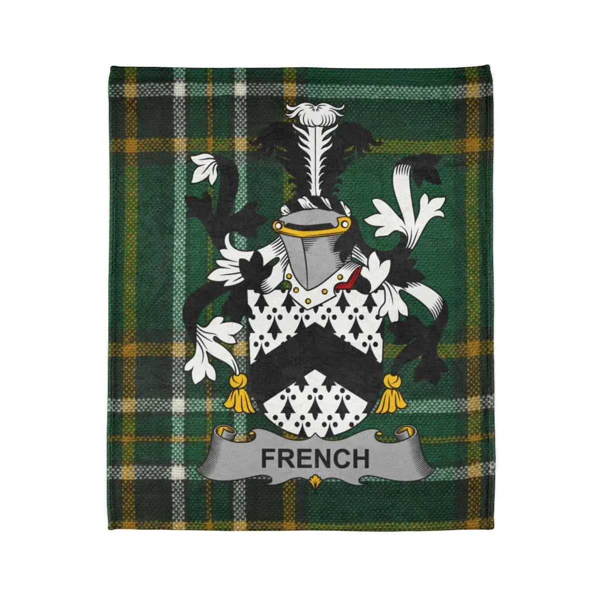 French Family Crest Green Plaid Pattern Blanket product type