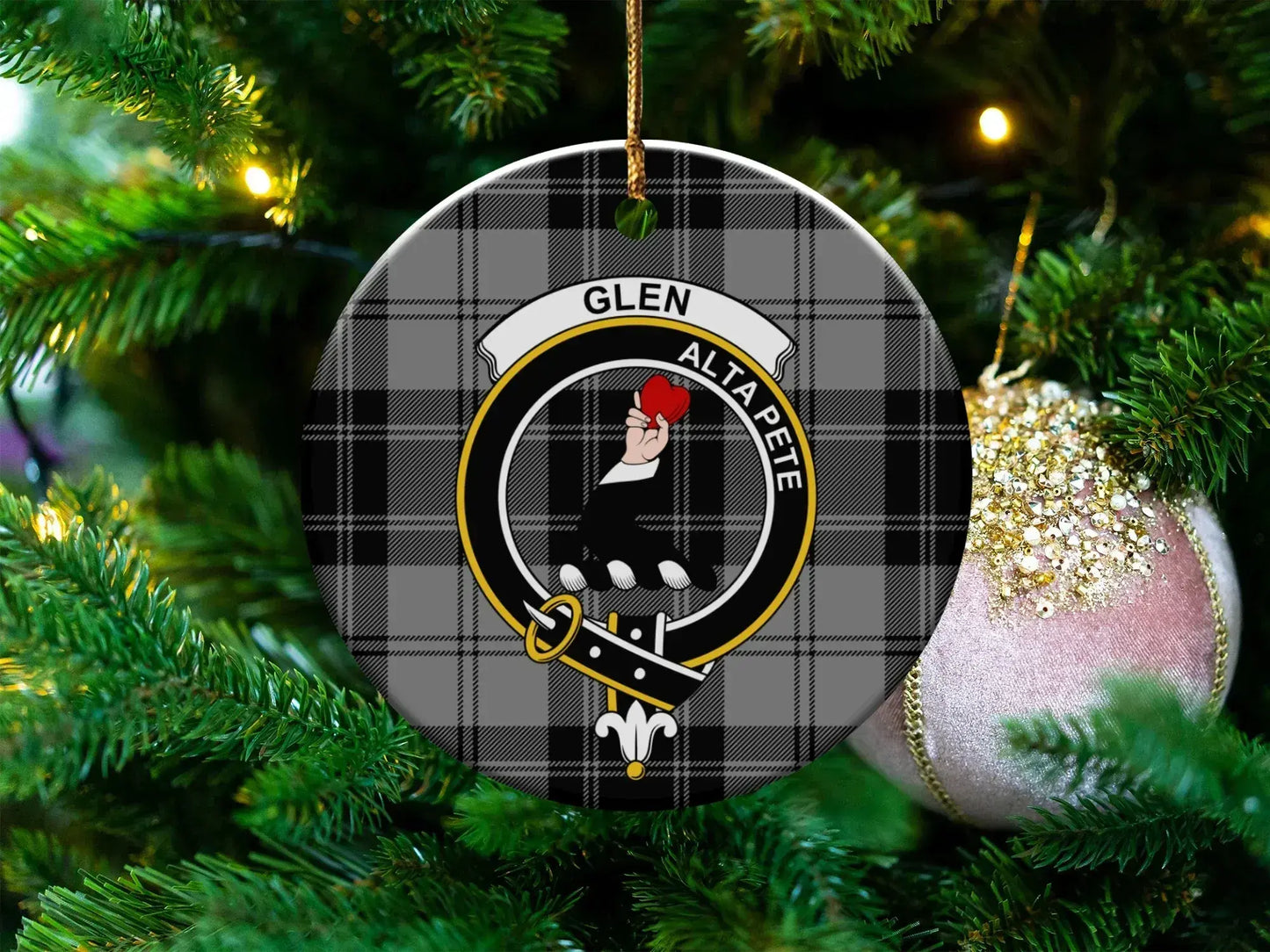 Tartan Family Crest Personalized Christmas Ornament product