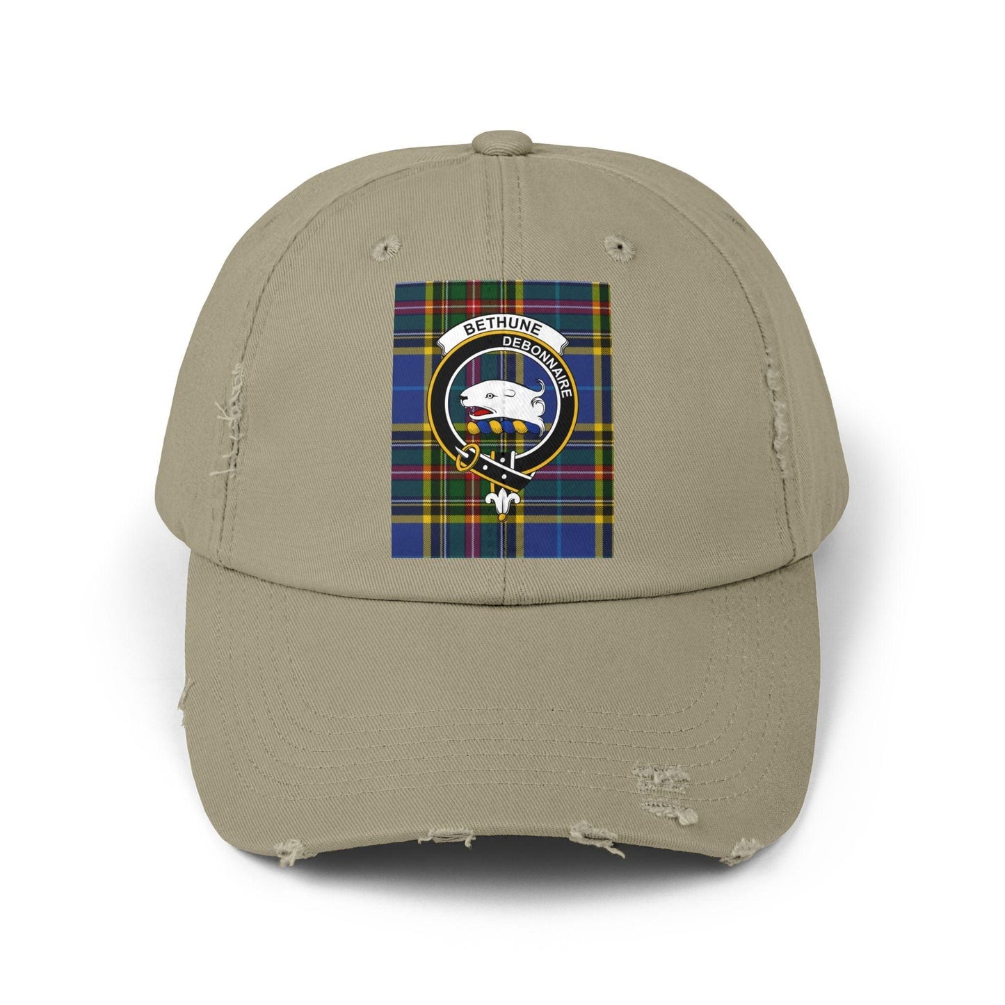 Bethune Crest Plaid Design Baseball Cap - Celtic Ancestry Gifts