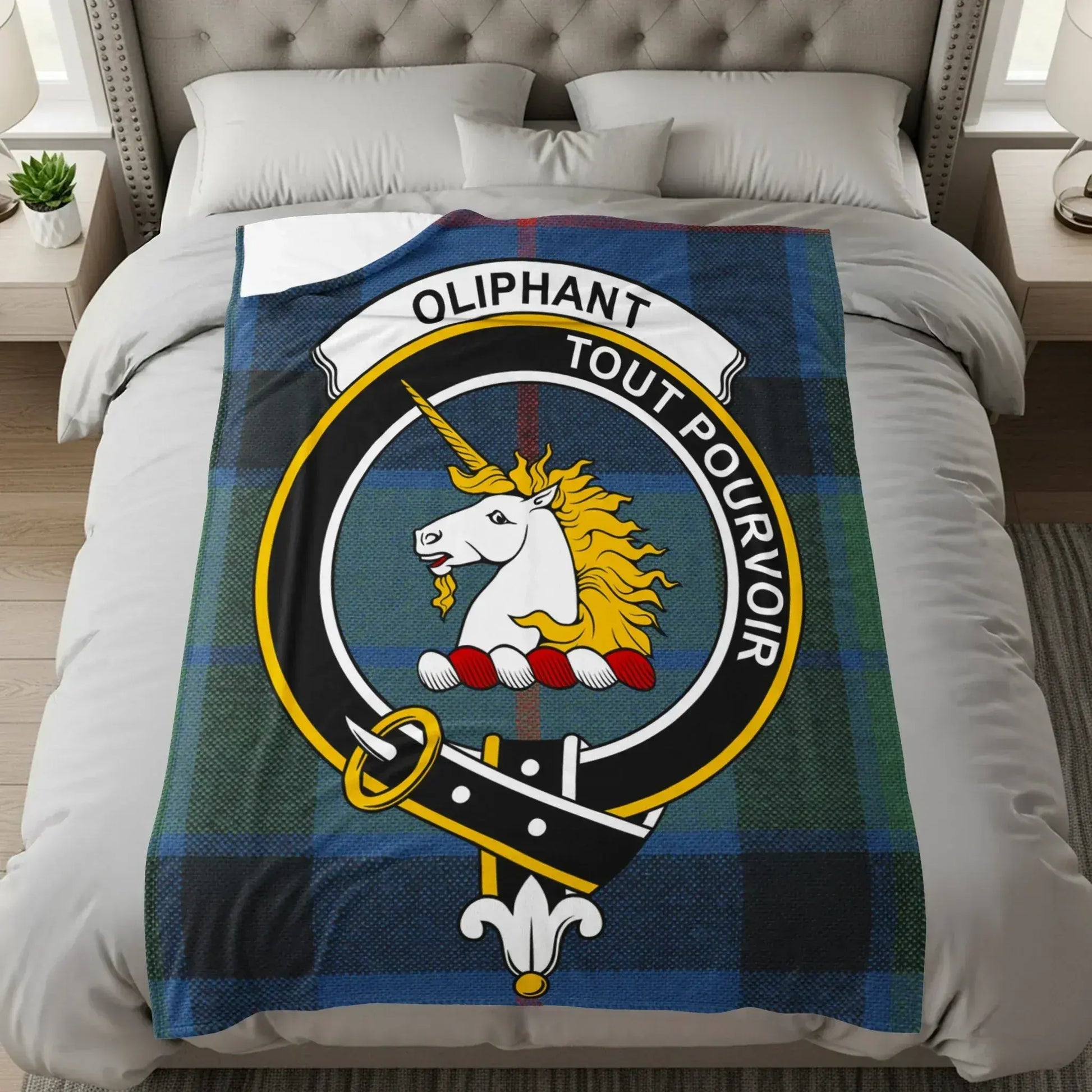 Oliphant Tartan Unicorn Blanket Product