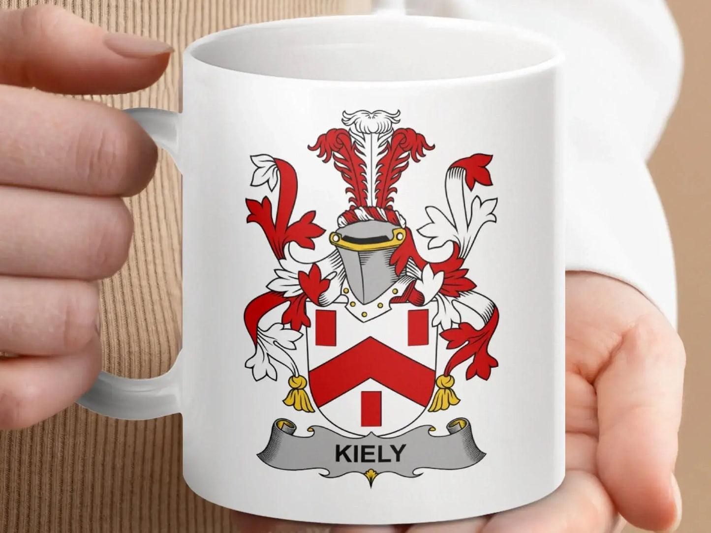 Kiely Surname Irish Family Crest Graphic Design Mug - Celtic Ancestry Gifts