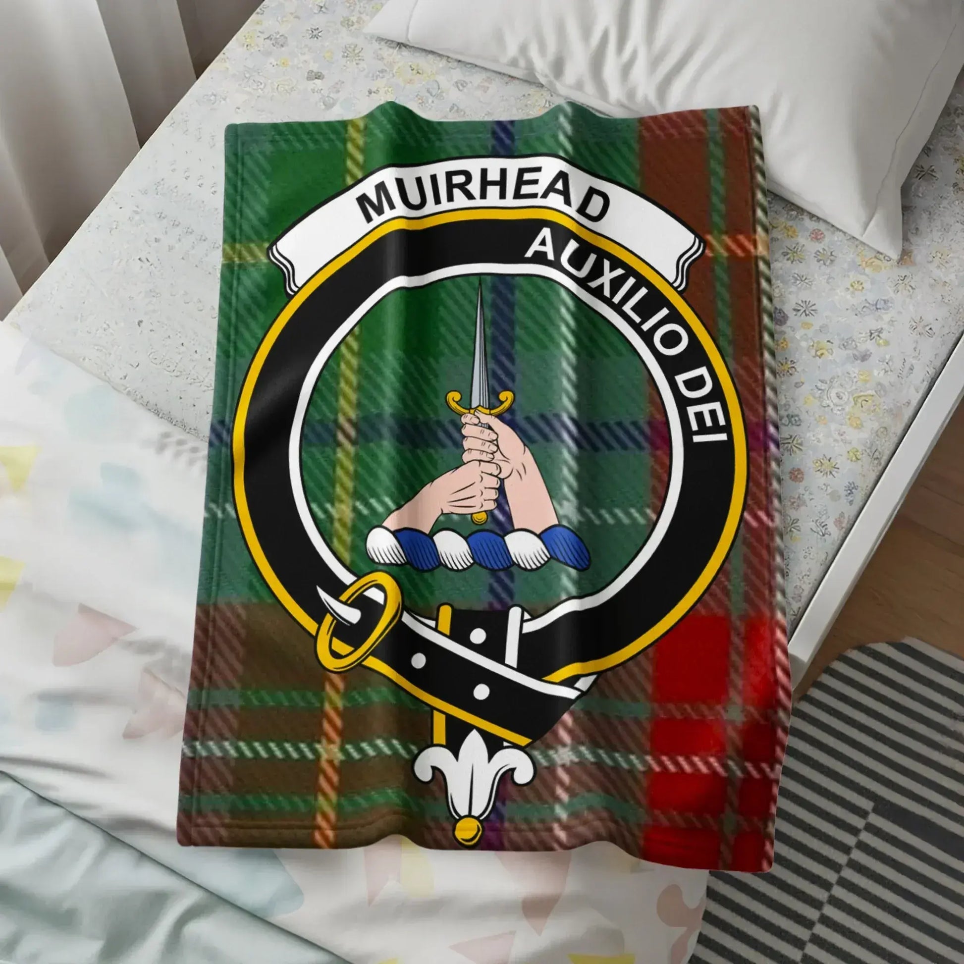 Muirhead Auxilio Dei Emblem on Plaid Blanket product