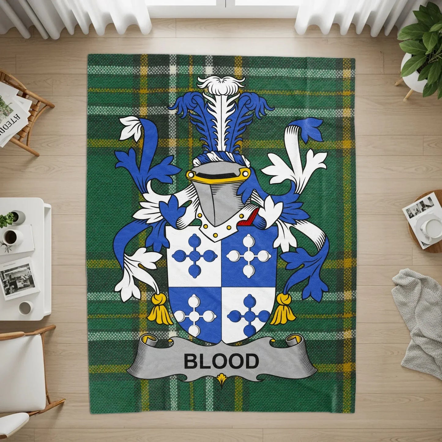Family Crest Tartan Design Rug for Unique Product