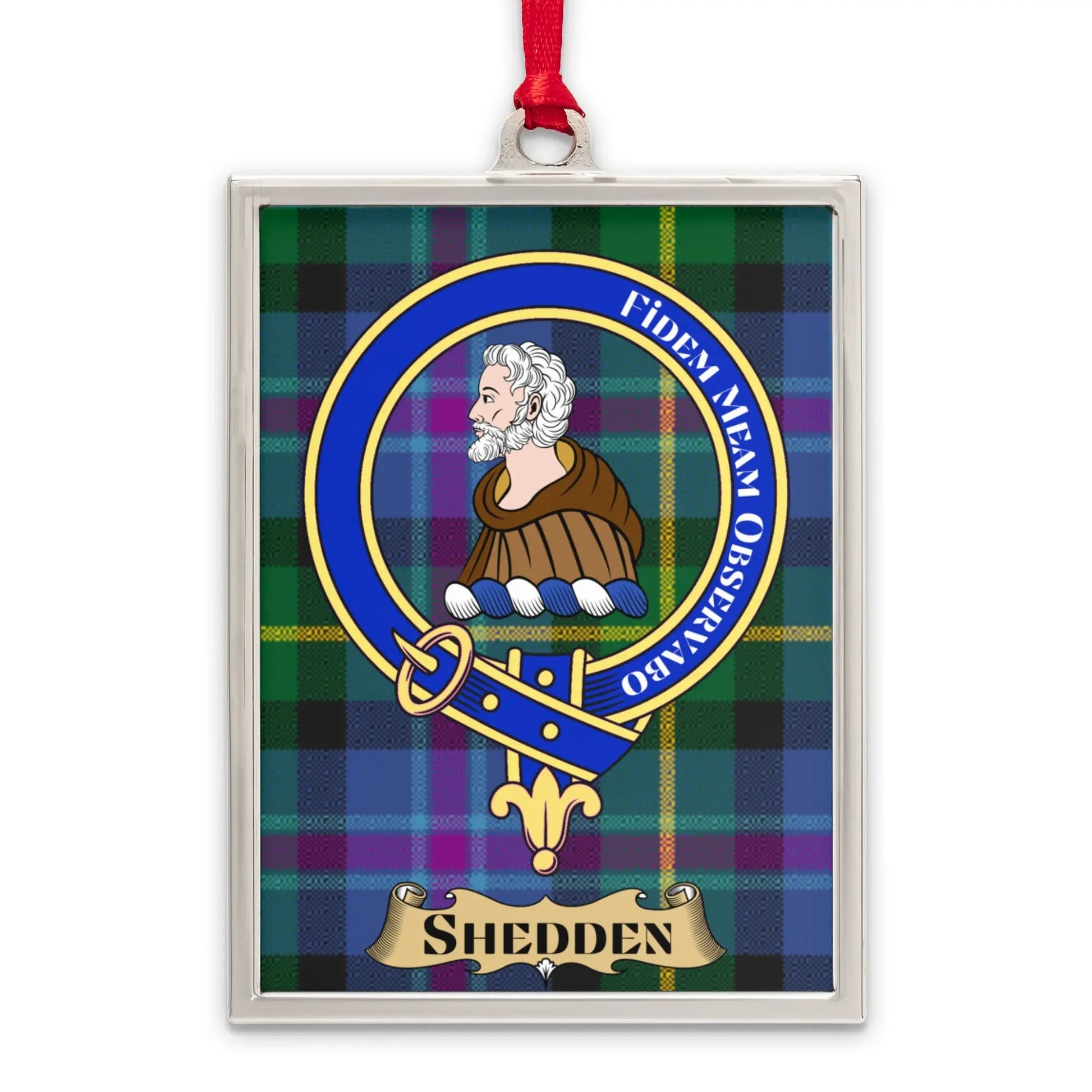 Shedden Family Crest Blue Tartan Plaid Ornament product