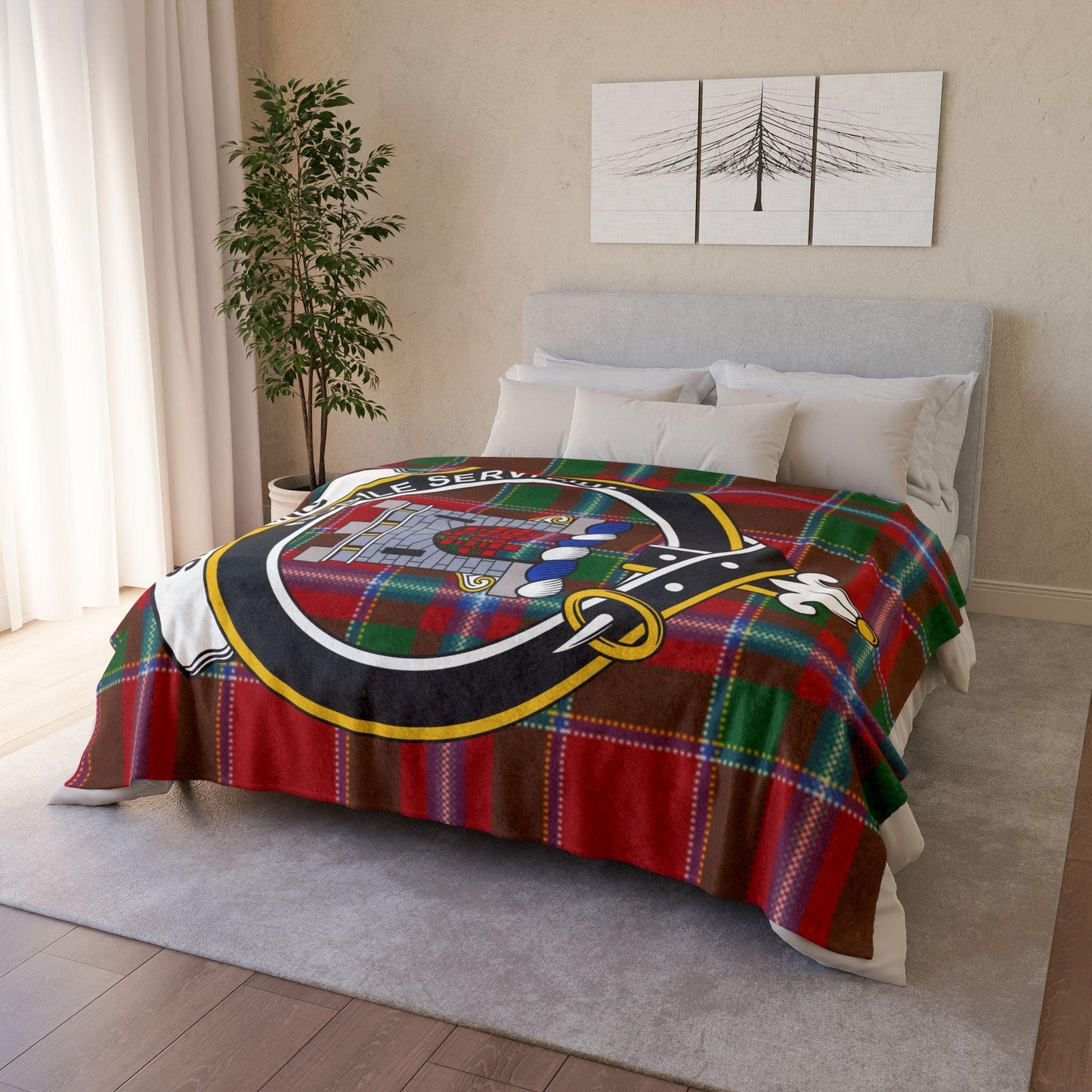 Spalding Clan Tartan Blanket – Scottish Crest Throw