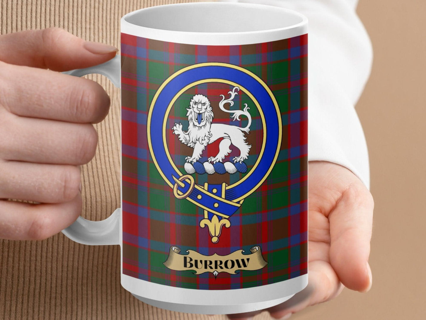 Burrow Plaid Design Mug with Family Crest product type