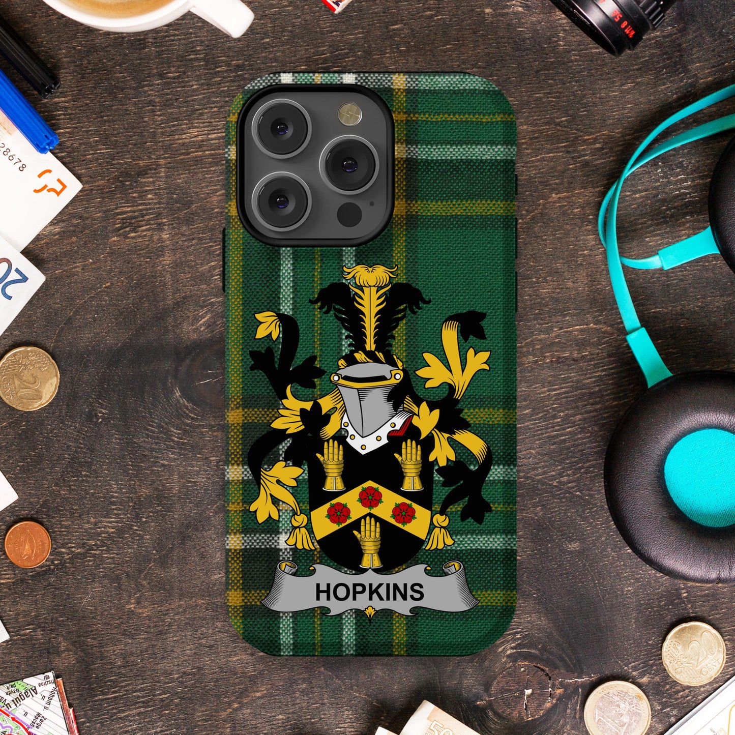 Hopkins Crest Family Design Cell phone cover - Celtic Ancestry Gifts