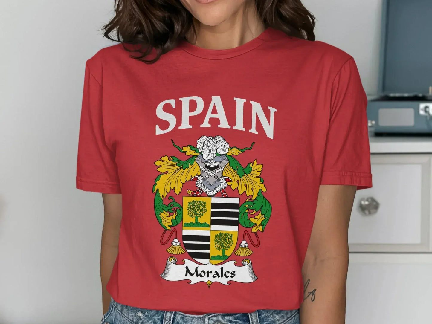 Spain Morales Family Crest Emblem Short Sleeve Shirt product type
