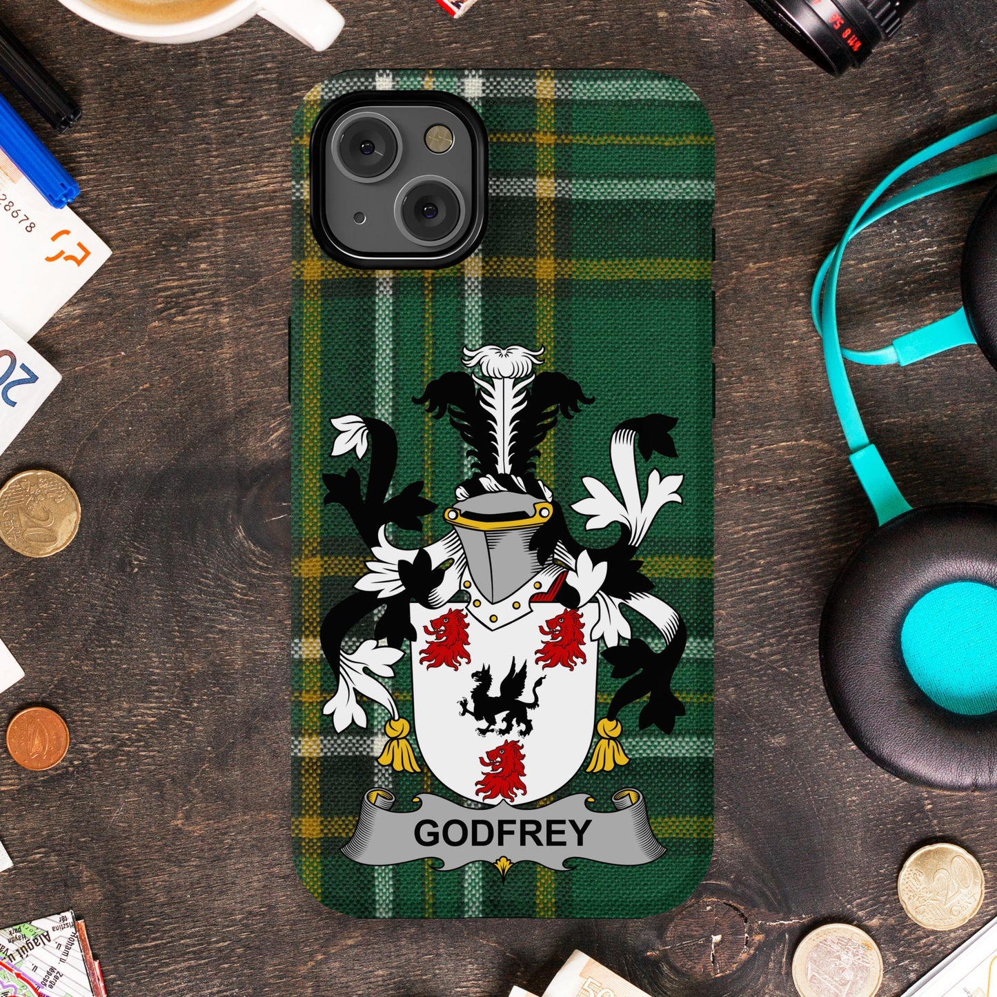 Godfrey Surname Family Crest Cell Phone Cover - Celtic Ancestry Gifts