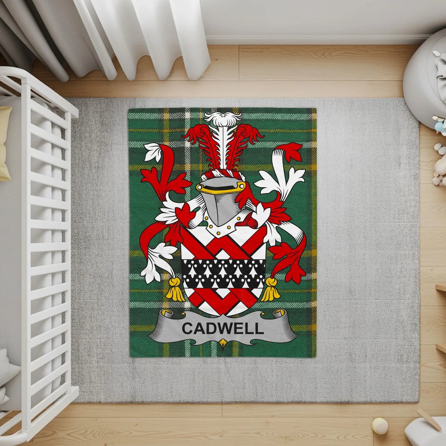 Custom Family Crest Plaid Background Area Rug product