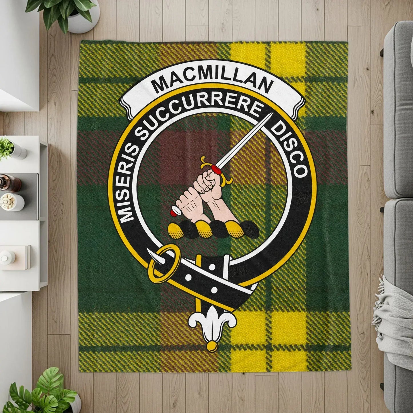 MacMillan Tartan Rug with Clan Crest design product