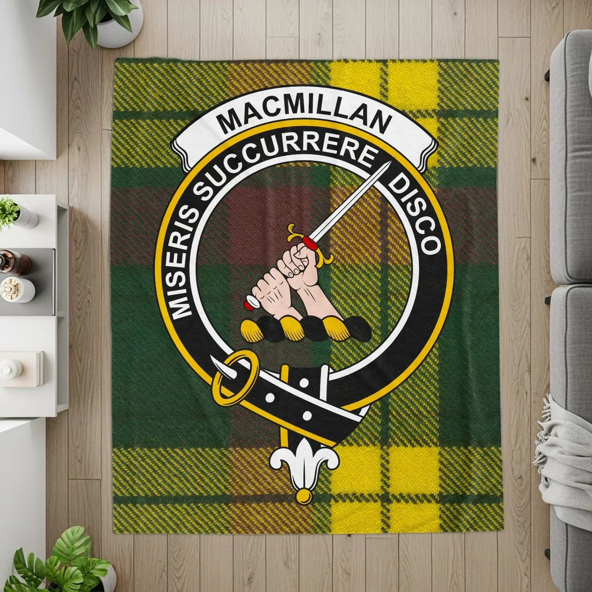 MacMillan Tartan Rug with Clan Crest design product
