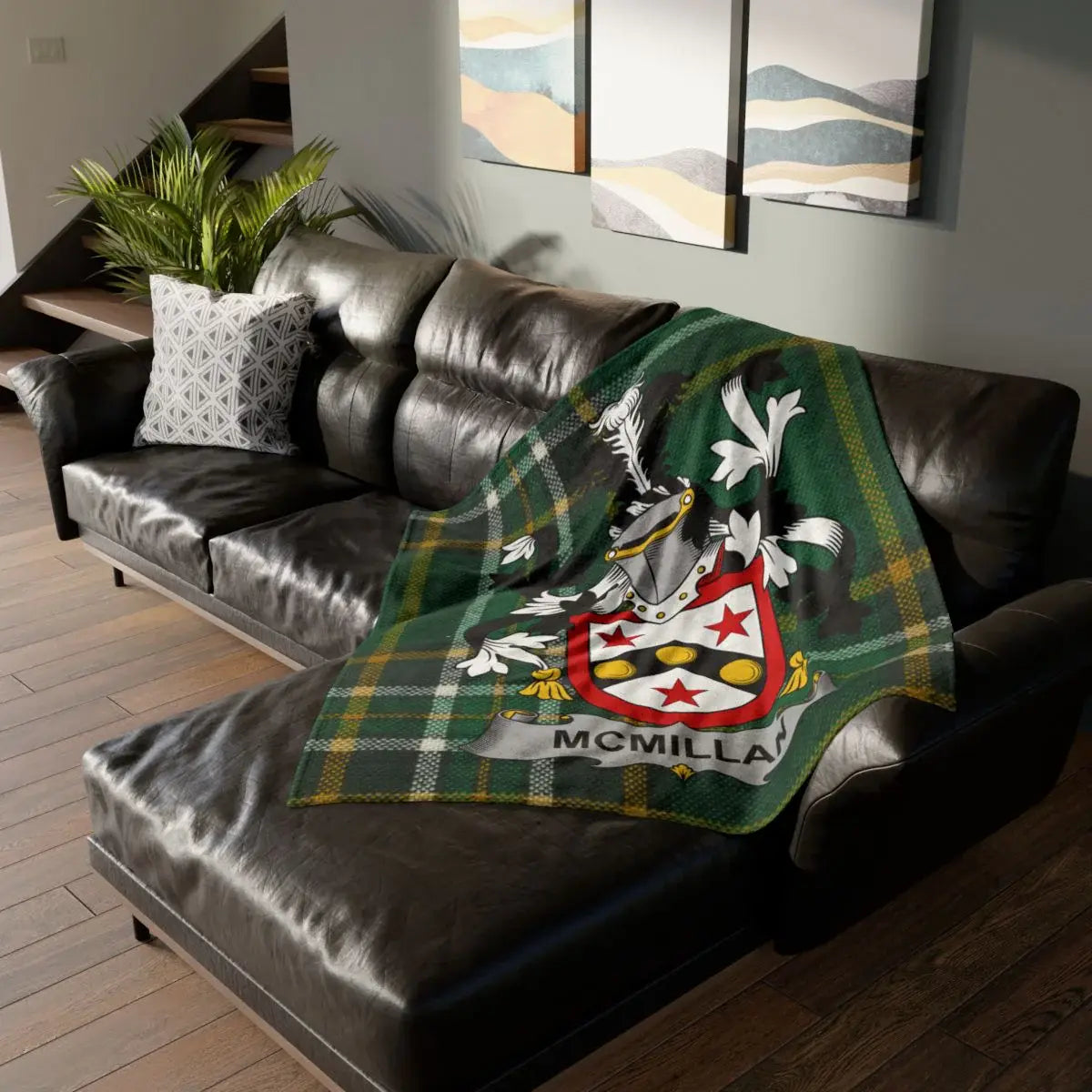 Personalized McMillan Crest Green Tartan Blanket product
