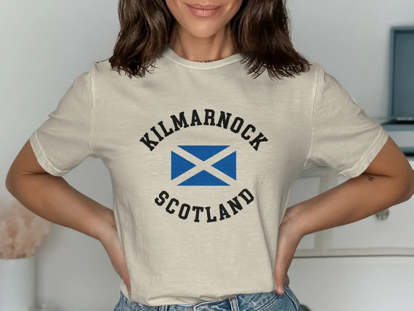 Kilmarnock Scotland Flag Design Short Sleeve T-Shirt product type