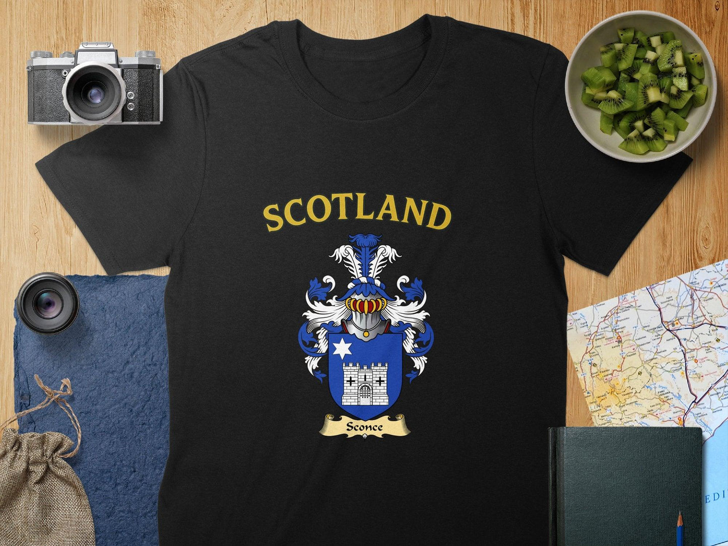 Scotland Crest Design Printed on Black T-Shirt product type