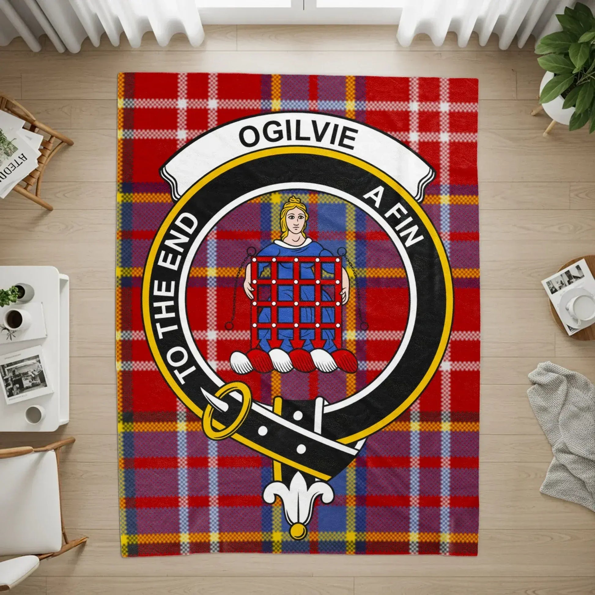 Ogilvie Scottish Clan Crest Plaid Blanket product type