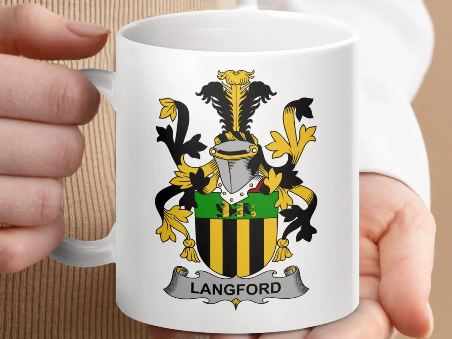 Langford Irish Family Crest Surname Gift Idea Coffee Mug - Celtic Ancestry Gifts