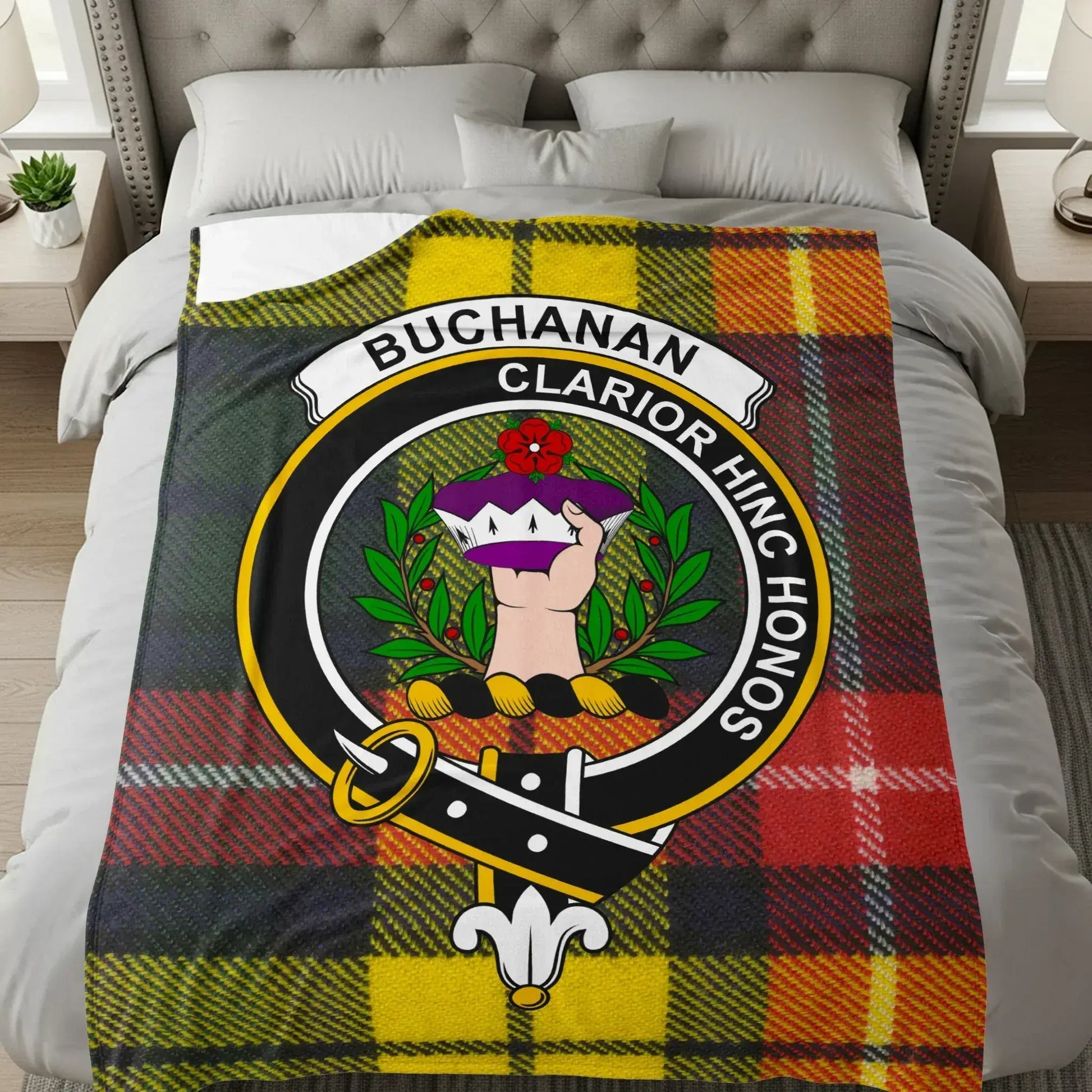 Buchanan Clan Tartan Design Bed Blanket product type