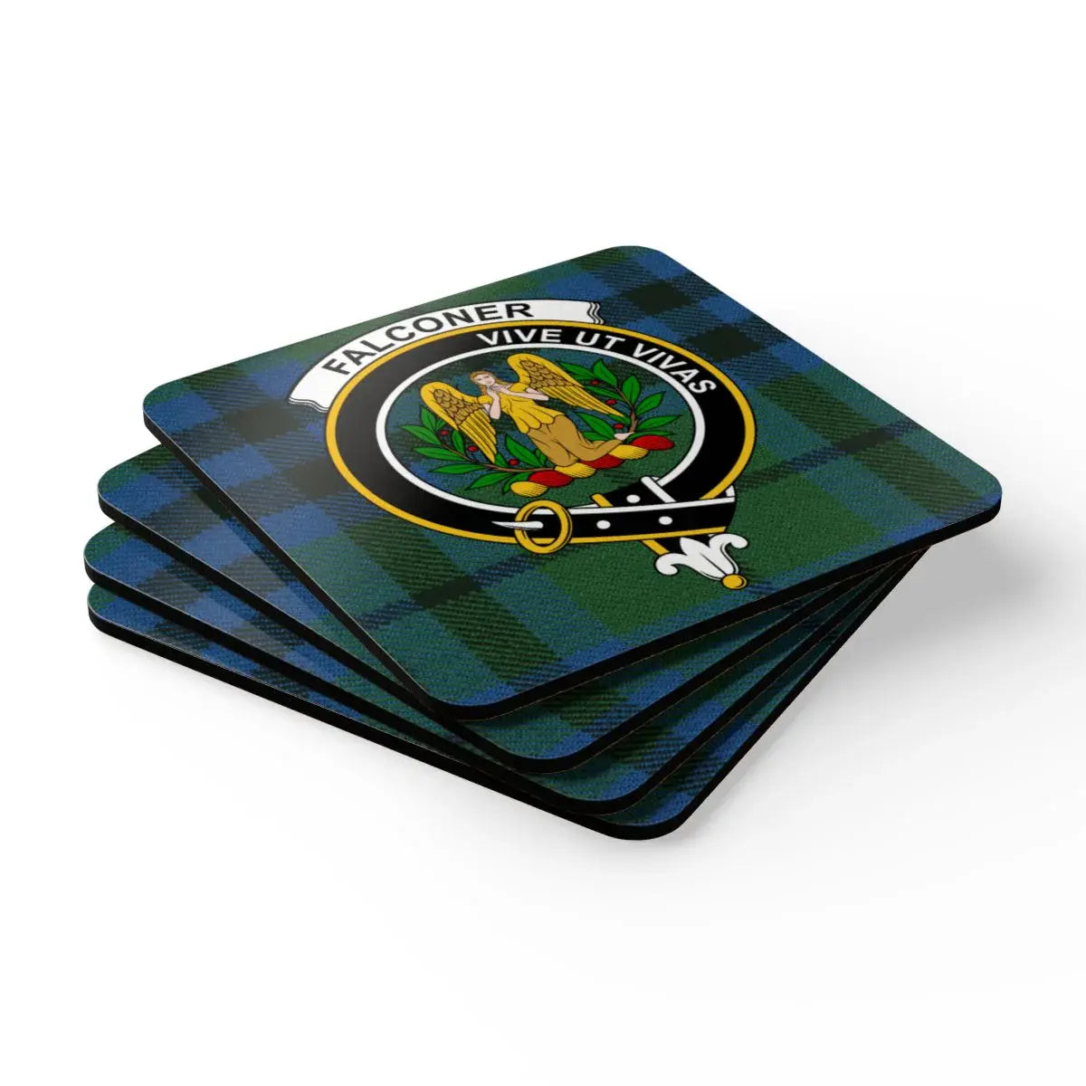 Falconer Tartan Coaster Set with Clan Crest product