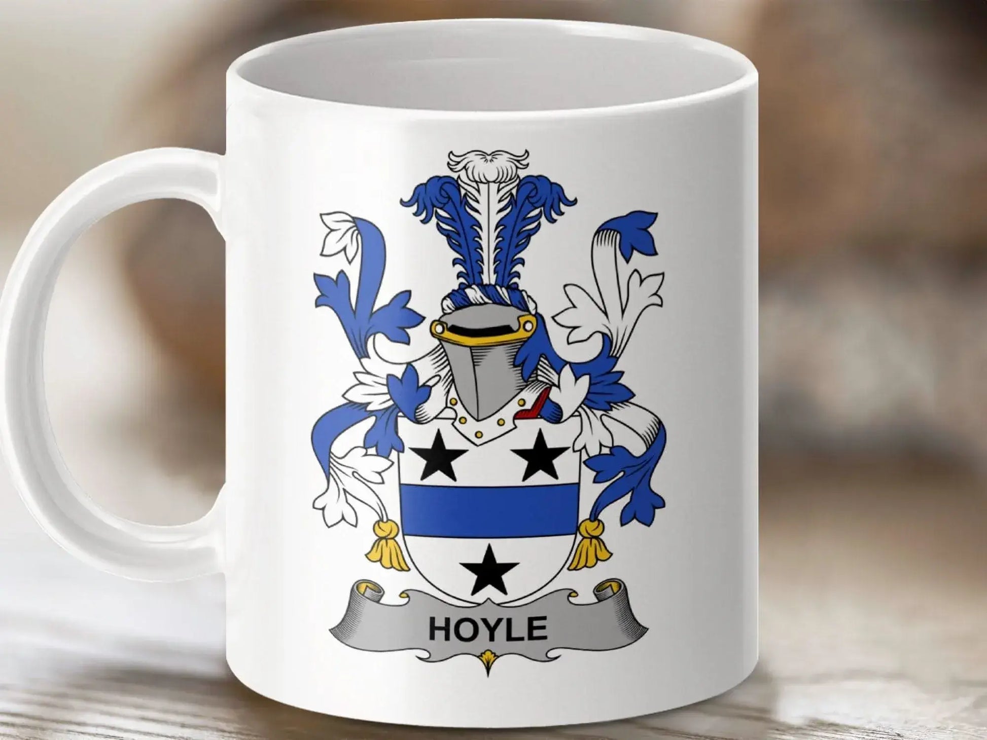 Hoyle Irish Surname Family Crest Gift 11 oz Ceramic Mug - Celtic Ancestry Gifts