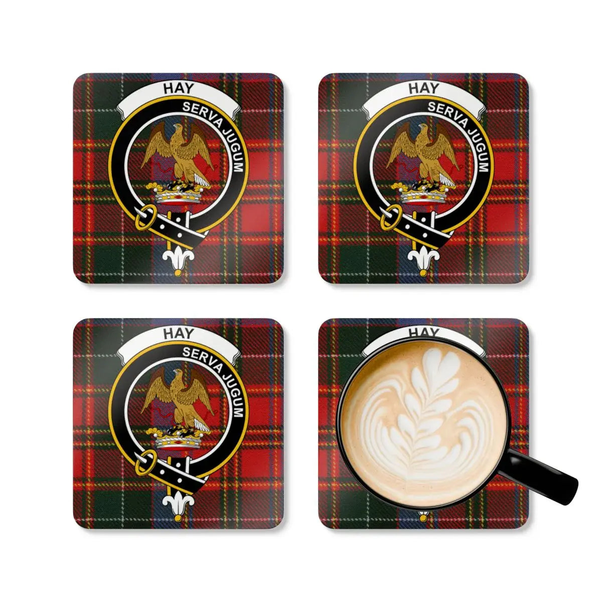 Scottish Eagle Hay Serva Jugum Tartan Plaid Coaster product type