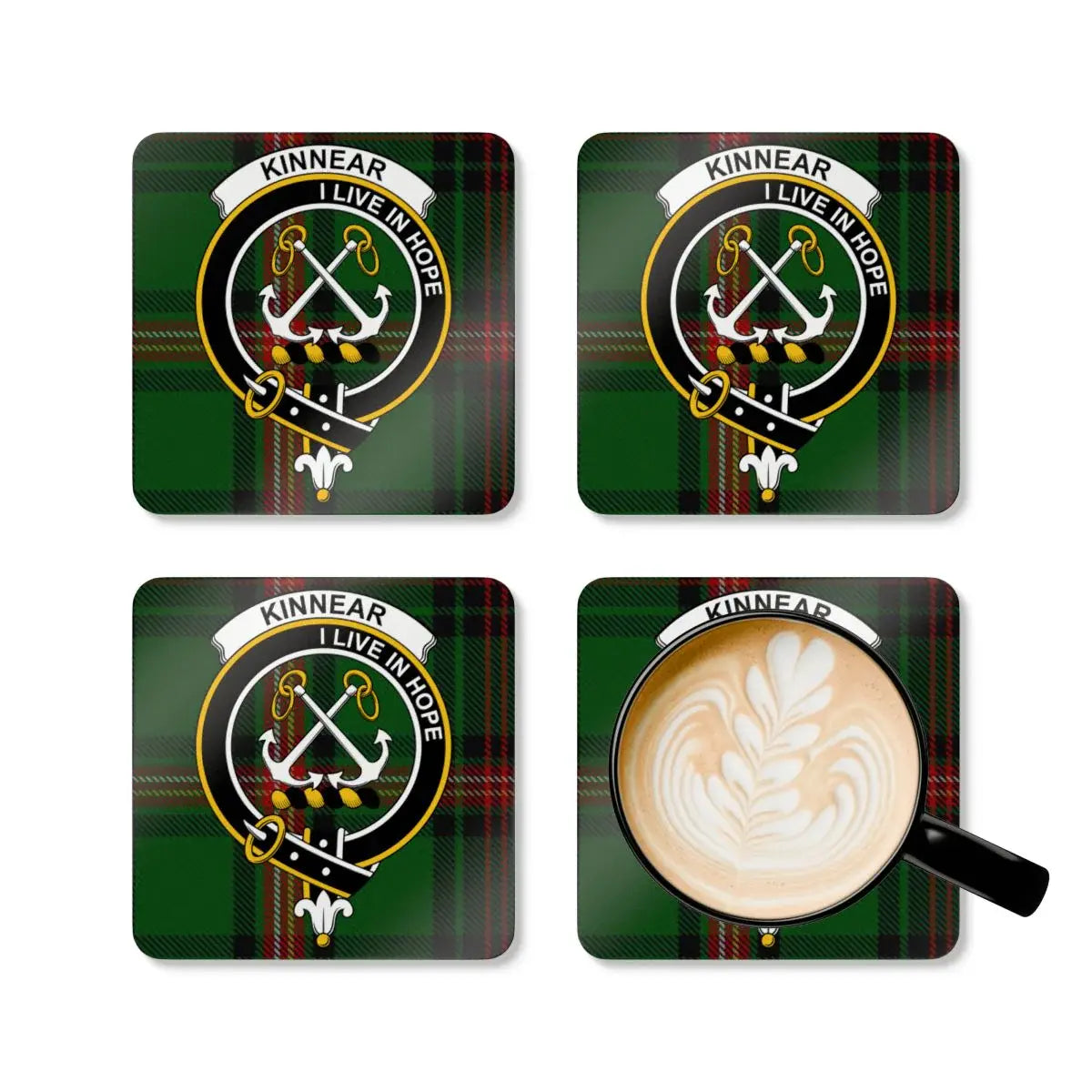 Personalized Clan Tartan Crest Coffee Coasters product type