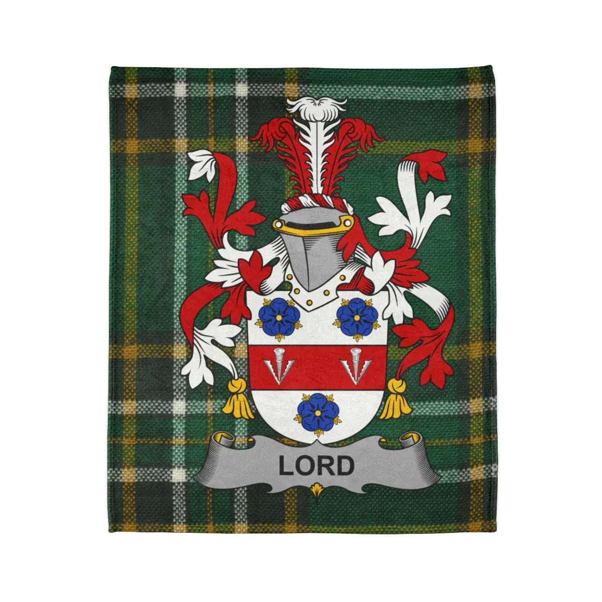 Lord Family Coat of Arms on Tartan Blanket product