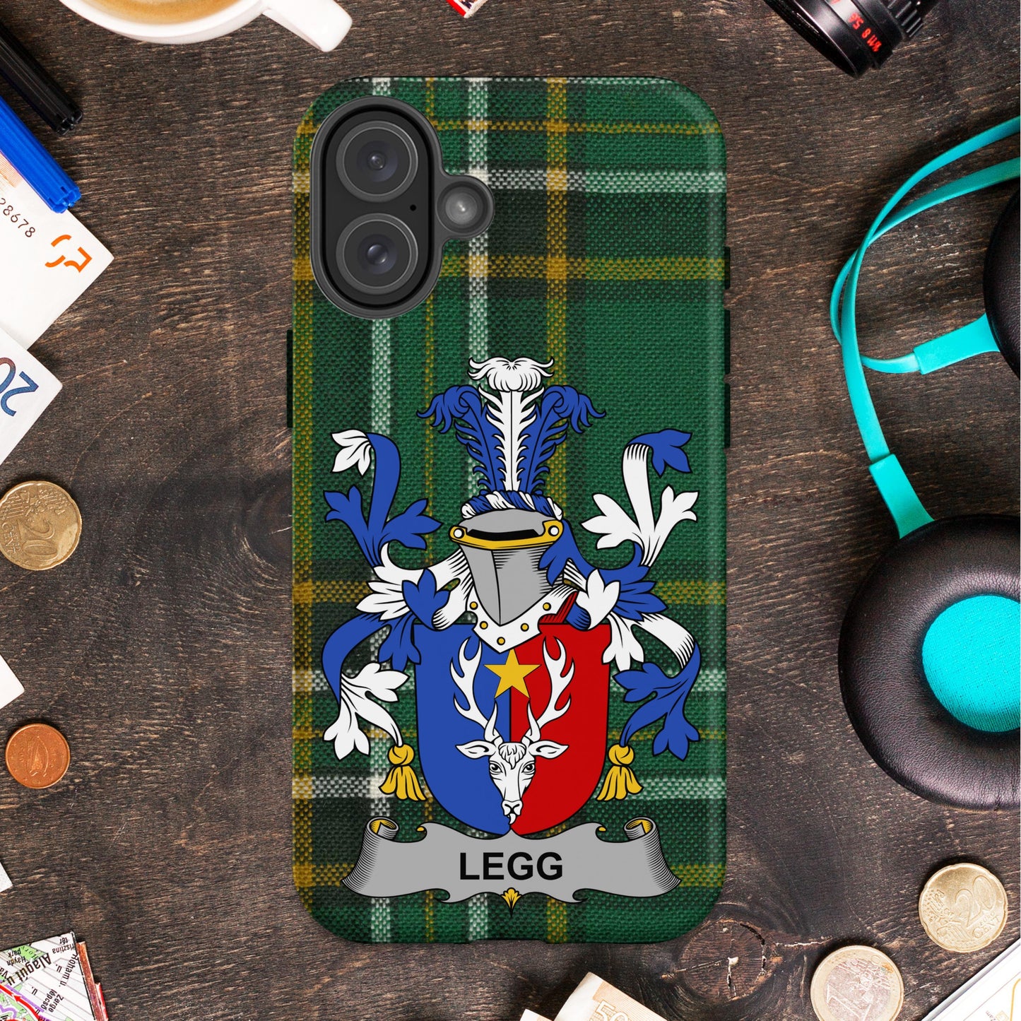 Legg Family Crest Shield Design Cell phone cover - Celtic Ancestry Gifts