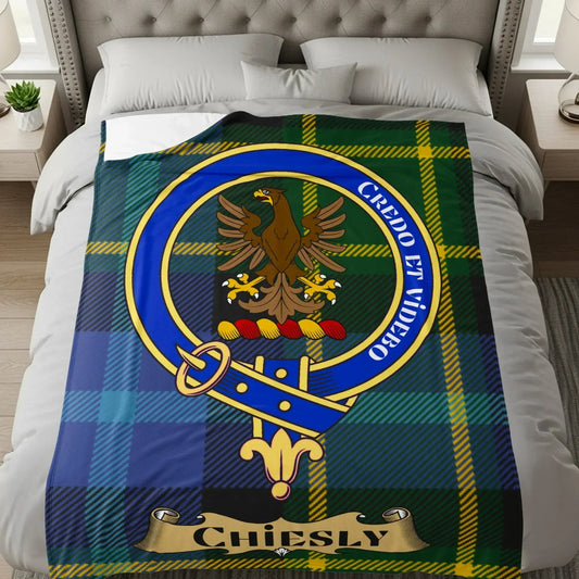 Chiesly Family Crest Blue Plaid Bedding Blanket product