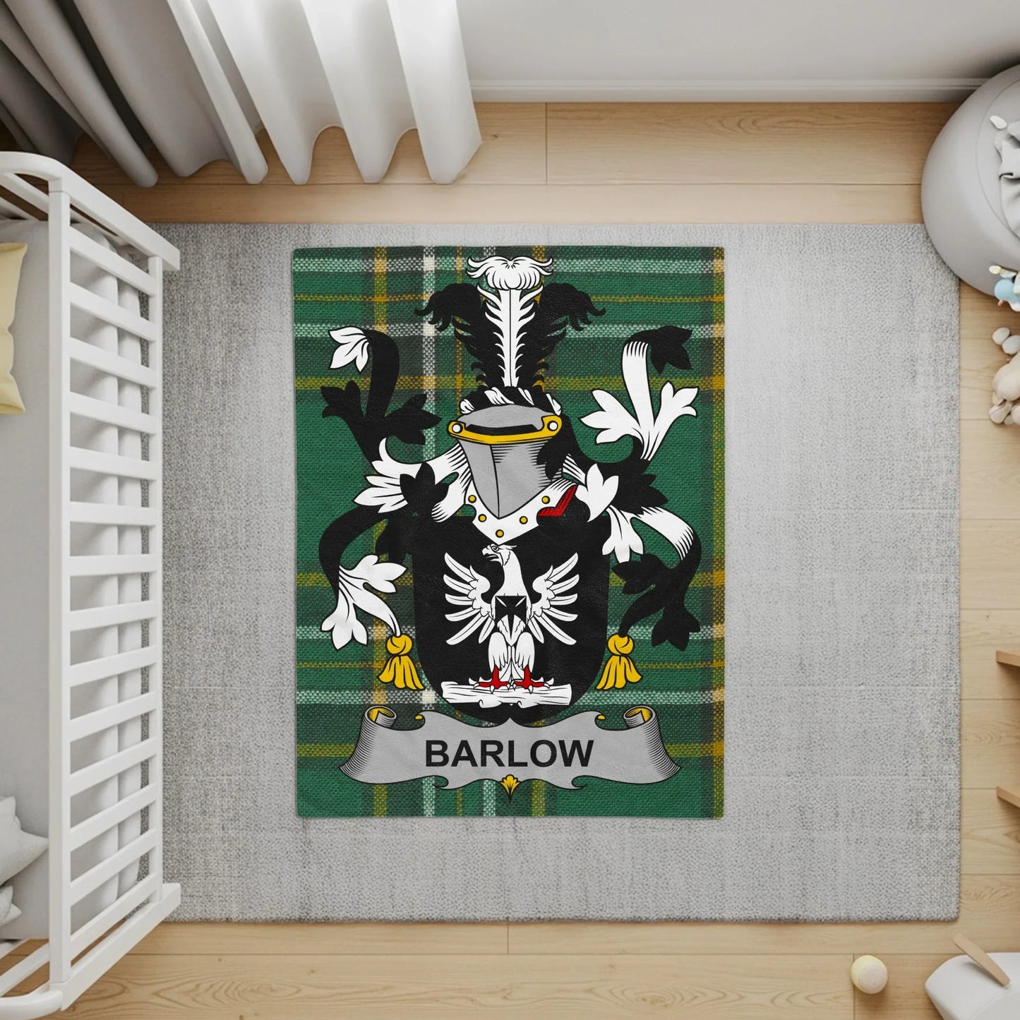 Barlow Coat of Arms Family Crest Emblem Rug product type