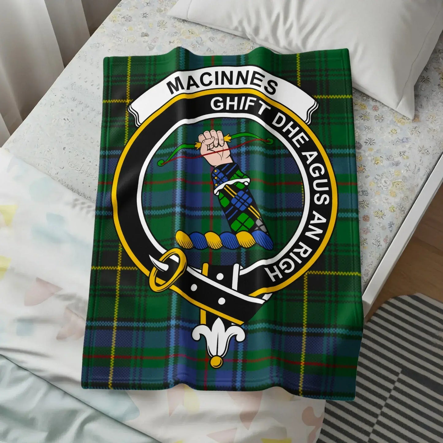 MacInnes Family Crest Green Plaid Blanket product