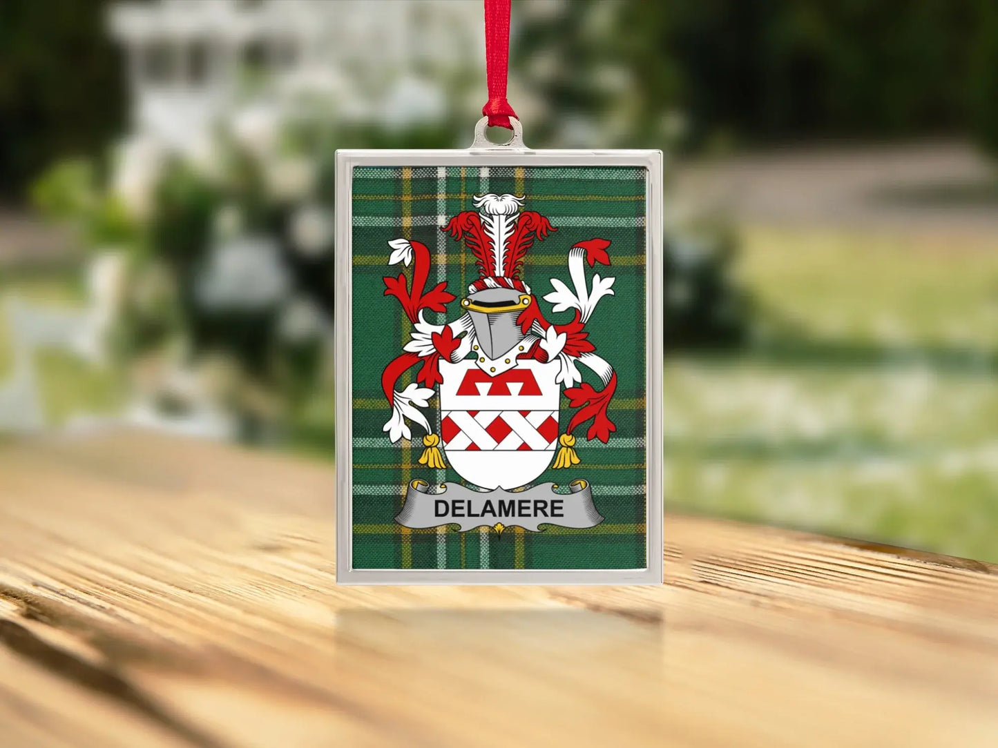 Delamere Family Crest Plaid Decorative Ornament product type