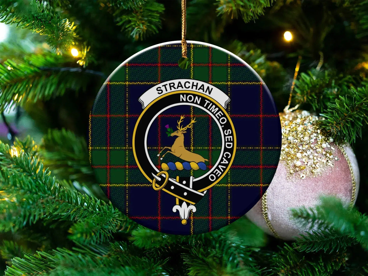 Clan Strachan Crest Tartan Christmas Ornament product