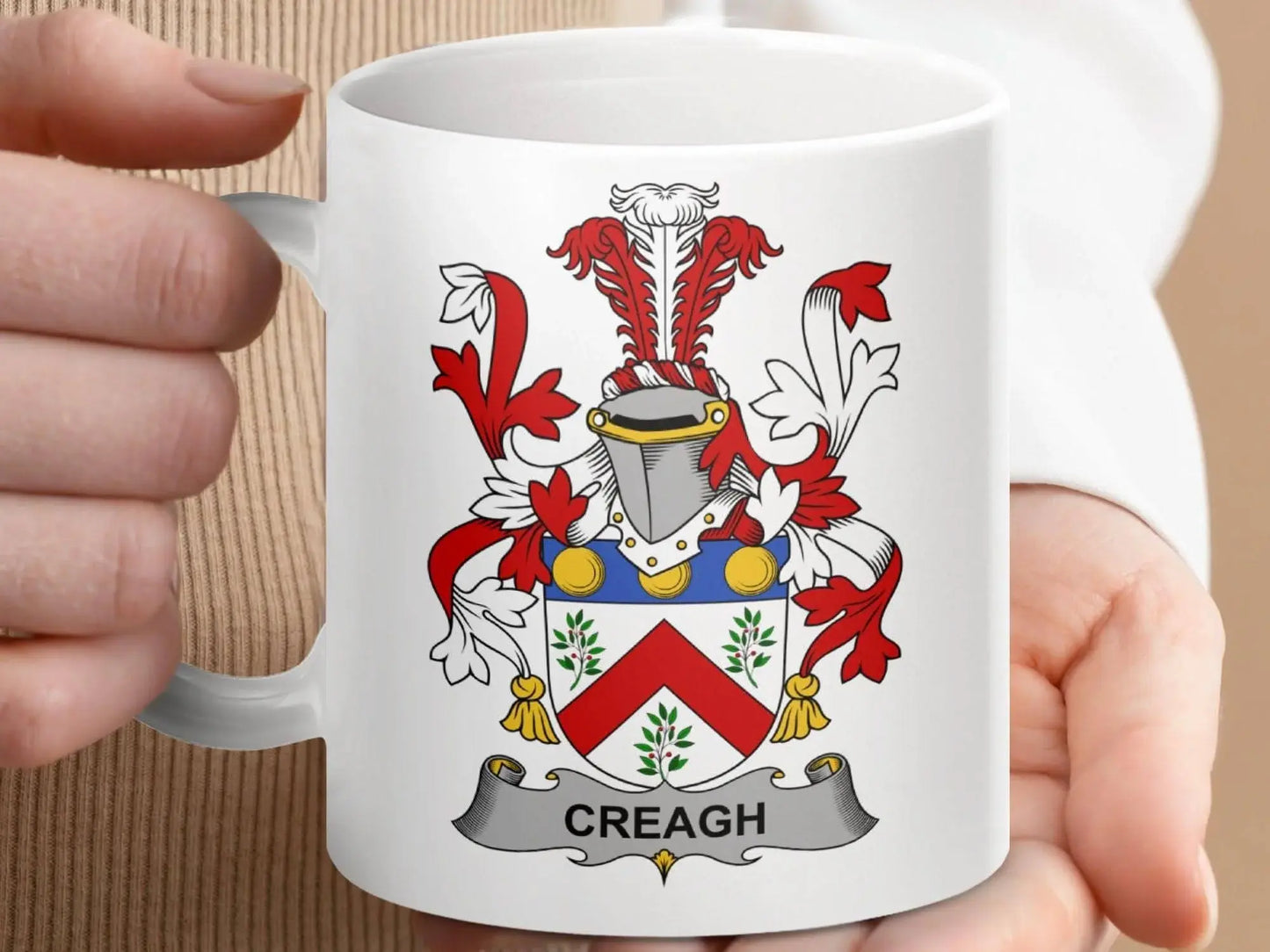 Creagh Surname Irish Family Crest Mug - Celtic Ancestry Gifts