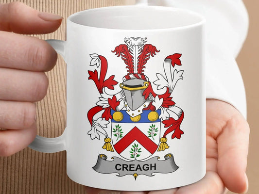 Creagh Surname Irish Family Crest Mug - Celtic Ancestry Gifts