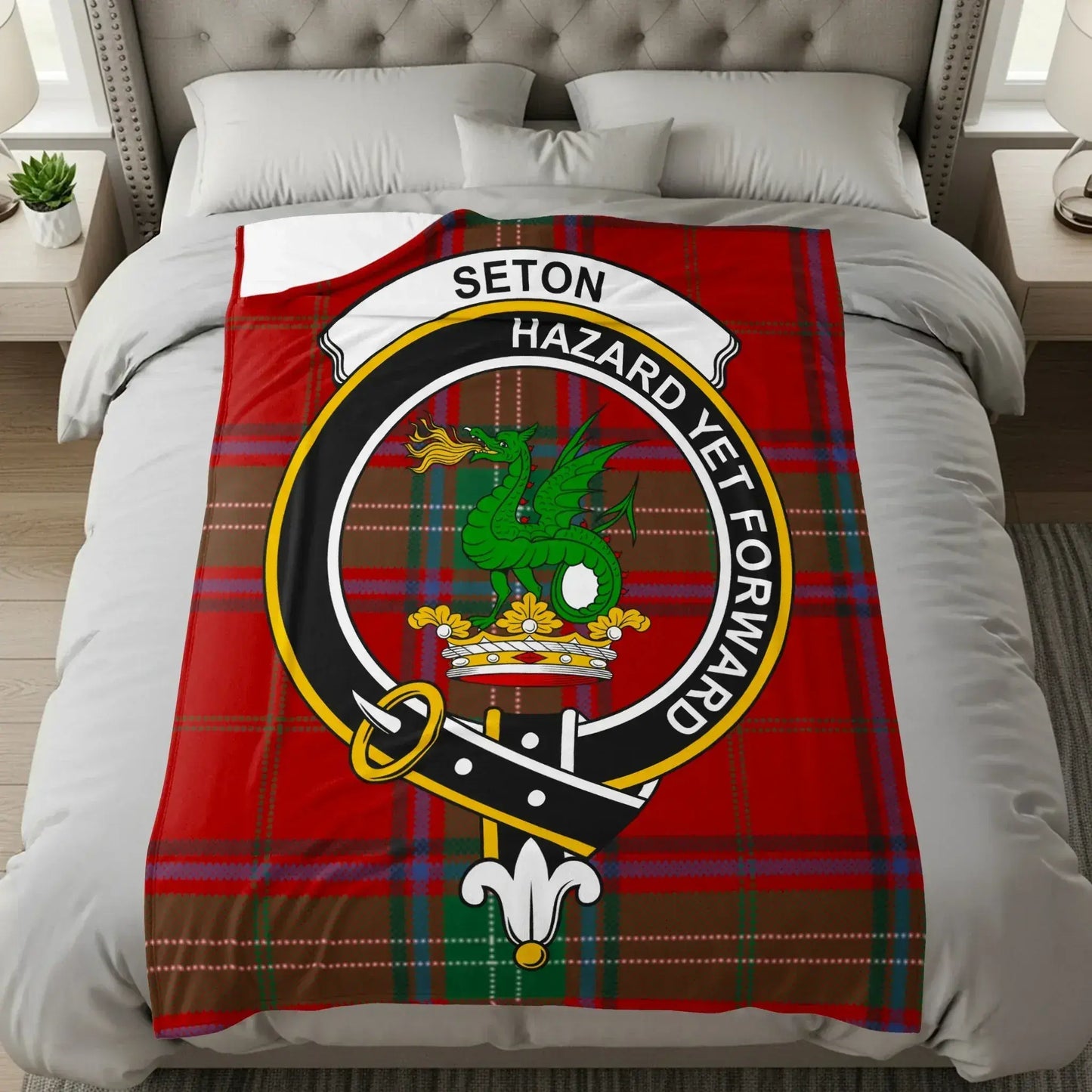 Seton Hazard Yet Forward Badge Tartan Blanket product
