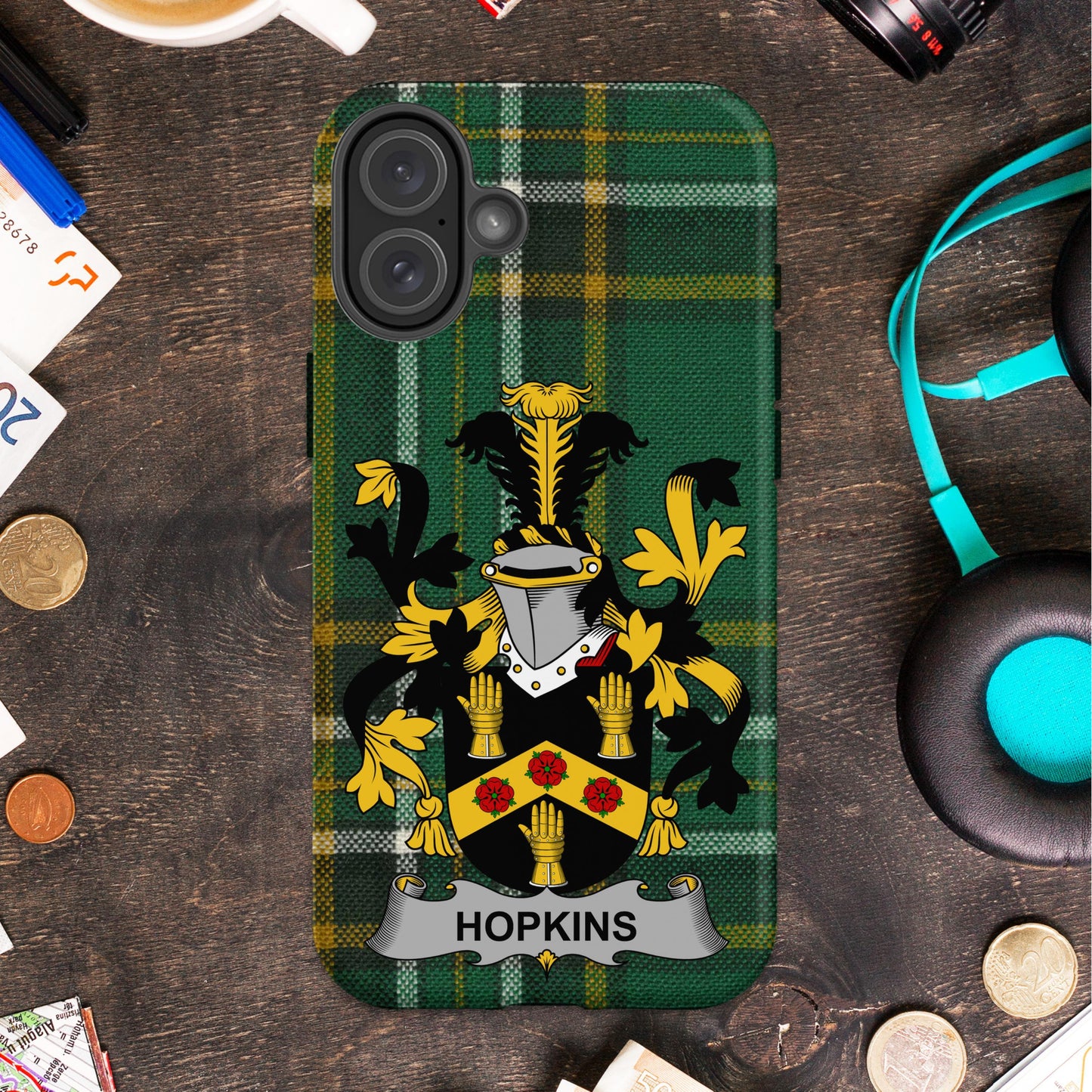 Hopkins Crest Family Design Cell phone cover - Celtic Ancestry Gifts