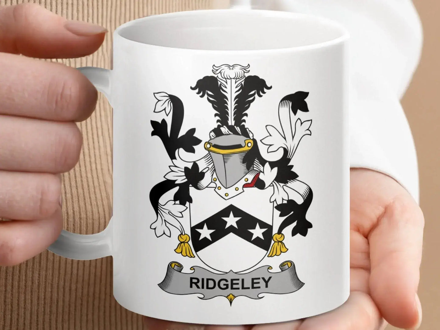 Ridgeley Family Crest Coat of Arms Mug - Celtic Ancestry Gifts