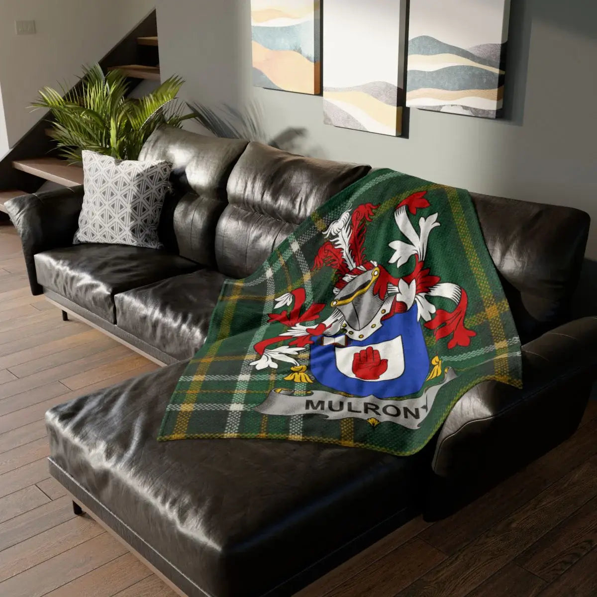 Mulroney Family Crest Green Tartan Throw Blanket product