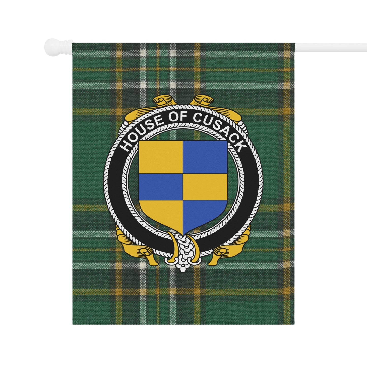 House of Cusack Tartan Crest Heritage Flag