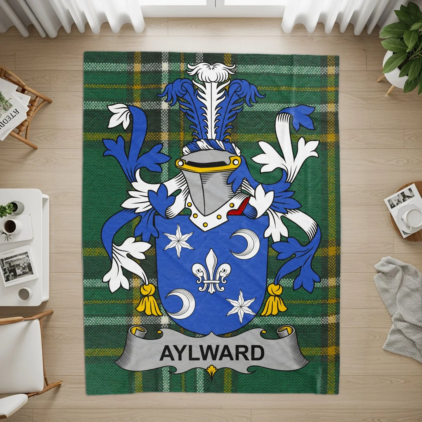 Aylward Family Crest Tartan Design Decorative Rug product