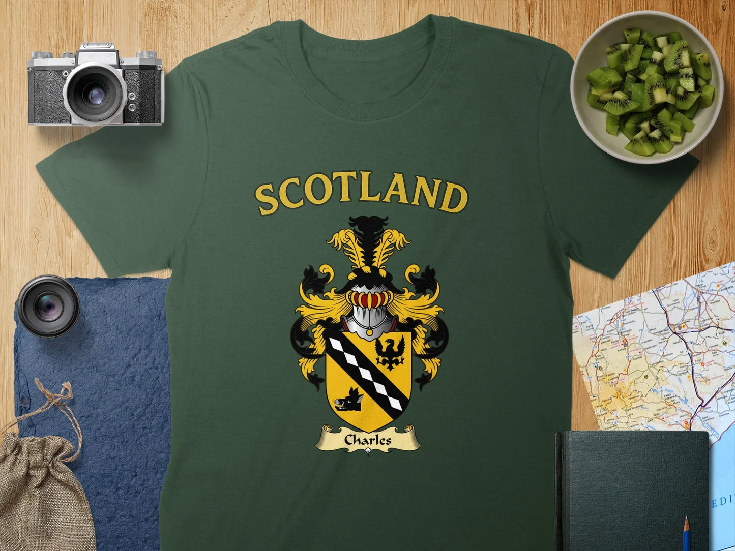 Scotland Crest Charles Name T-Shirt Family Heritage product type