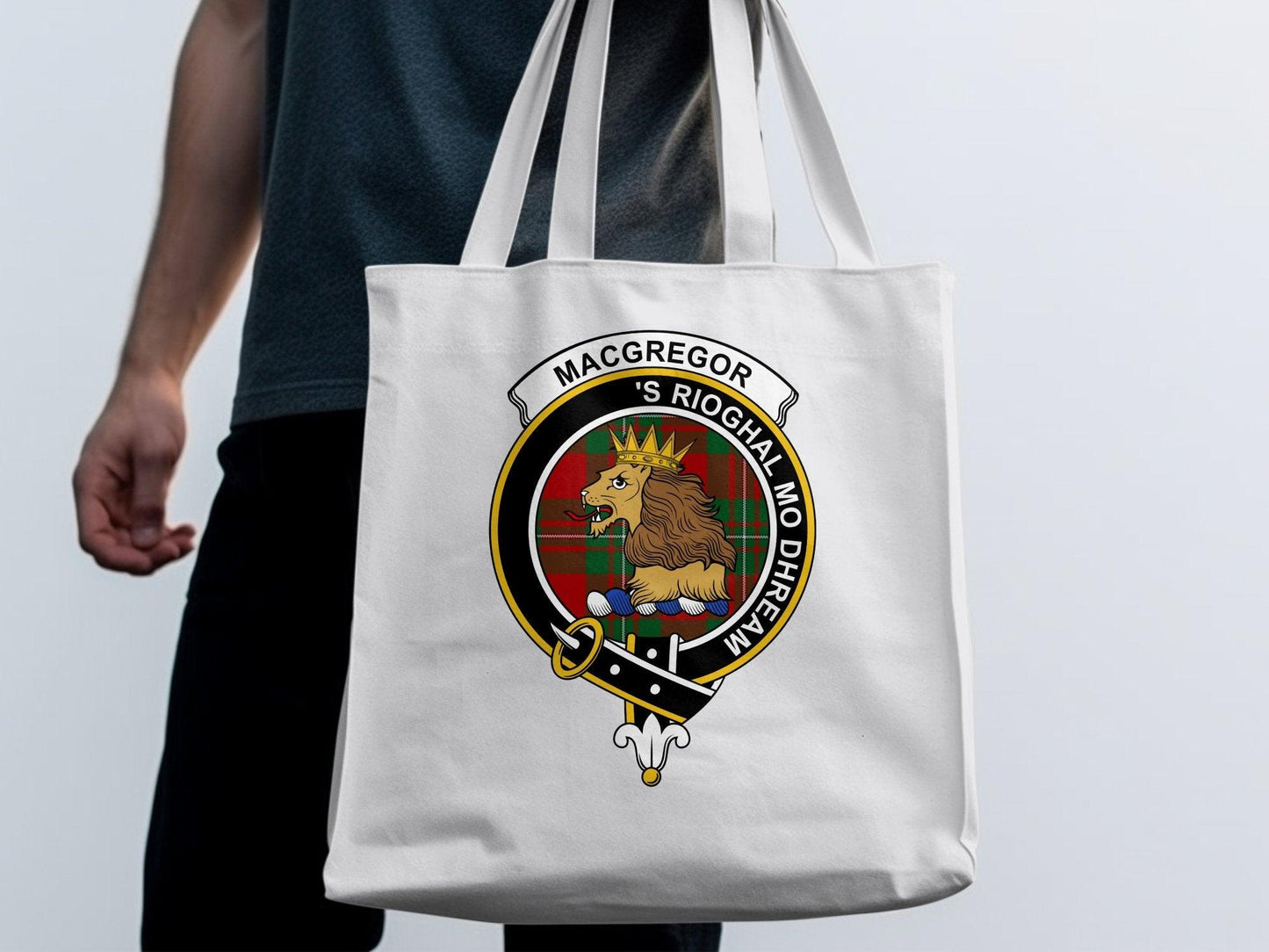 MacGregor Clan Crest Tote Bag, Scottish Lion Rampant Emblem, Durable Canvas Shopper, Unique Heritage Gift